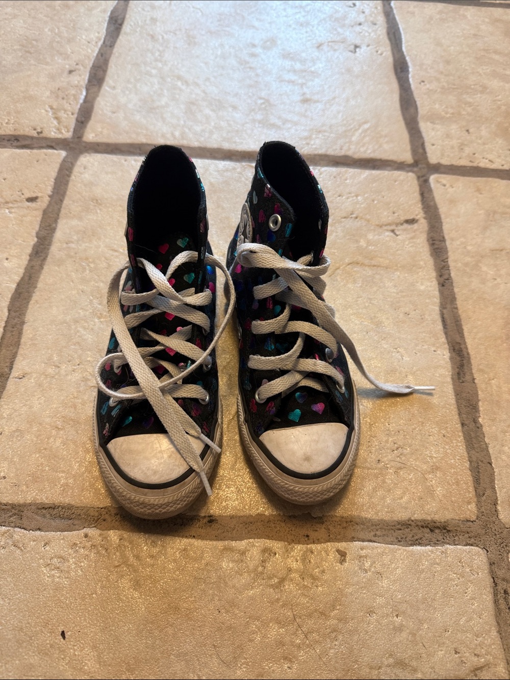 Converse Black High-Top Sneakers with Multicolor Heart Accents